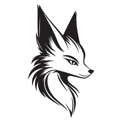 Abstract Wolf Fox Hybrid – Monochrome Illustration