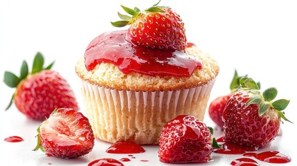Strawberry Topped Cupcake With Fresh Strawberries