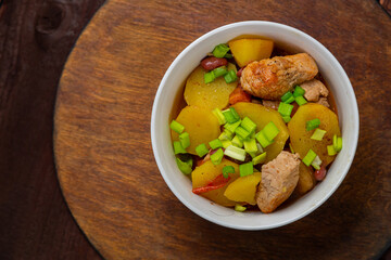 Chelnt with meat, potatoes and beans, Jewish holiday dish