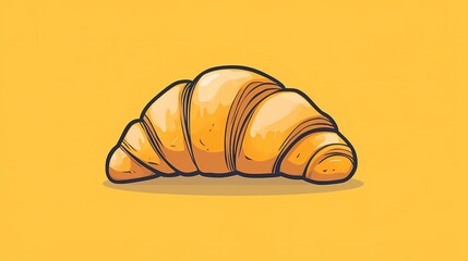 Colorful croissant art for bakery projects, ideal for food packaging, advertising, and food branding, in a graphic novel style