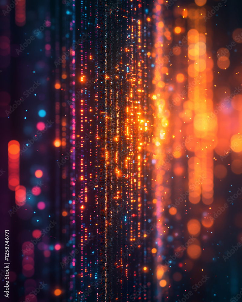 Poster Complex quantum encryption visualization with vivid colors and patterns