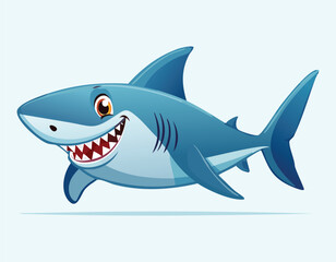 A colorful shark fish cartoon isolated for t-shirt design.