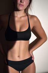 Obraz premium Elegant portrait showcasing refined fitness and stylish modern fashion among concepts. Perfect fit body, fitness and contemporary fashion essence. Sport and diet concept