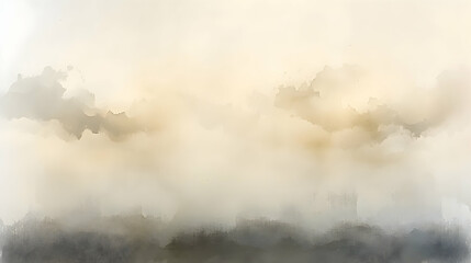 Serene watercolor landscape painting, featuring soft beige and grey tones, evoking feelings of tranquility and calm. Ideal for backgrounds, websites, or meditation.