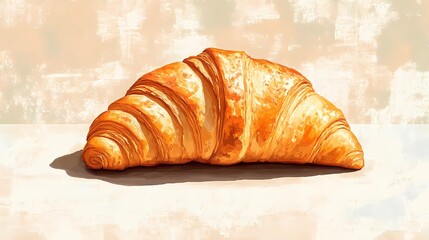 Croissant illustration for bakery menus and food-related advertising, with soft, realistic details, in a book-style illustration
