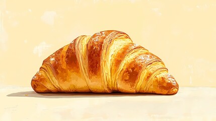 Croissant illustration for bakery menus and food-related advertising, with soft, realistic details, in a book-style illustration
