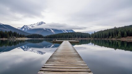 Reflections of the landscape on a quiet lake