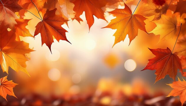 fall background with autumn maple leaves