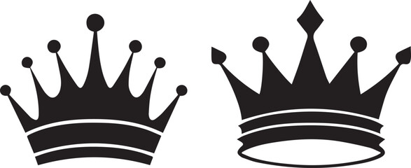 Simple black crown icon Set with five points
