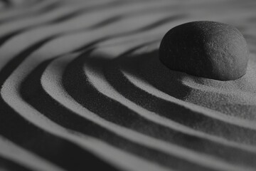 Rocks in geometric sand pattern
