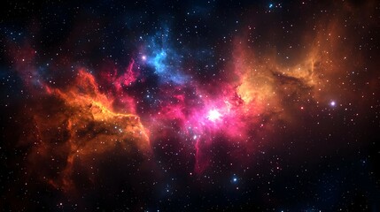 Fototapeta premium Vibrant Nebula in Deep Space with Red, Blue, and Orange Hues