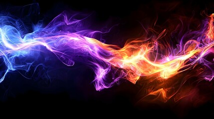 Obraz premium Abstract Glowing Energy Flow with Purple Blue Red Orange Particles