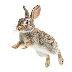 Obraz premium Rabbit jumping on a white isolated background