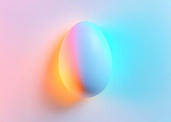 Abstract Colorful Egg with Neon Lighting on Pastel Background.