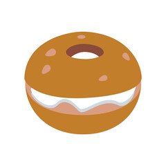 Freshly Baked Delicious Bagel – Vector Illustration of Traditional Breakfast Pastry