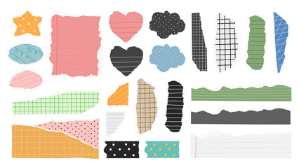 PNG Colorful torn paper note shapes, set on transparent background