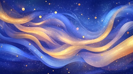 Celestial waves flow across night sky, cosmic dust background, design element