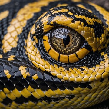 close up of a black headed snake, close up of a black headed python