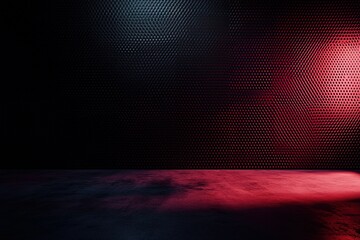 Dark room with textured wall and red lighting