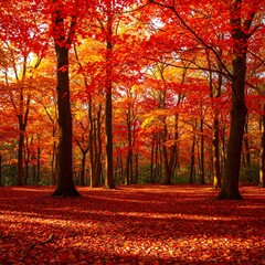 Fototapeta premium Vibrant autumn foliage in a maple forest