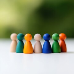 row of colorful game pieces on a table