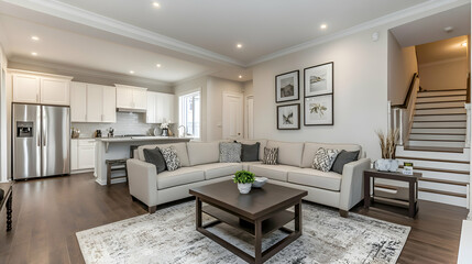 L-shaped sectional in a spacious living area with lots of white space around