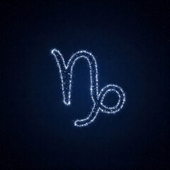 Shimmering Capricorn Symbol in Cosmic Space