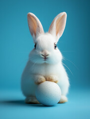 Obraz premium Cute bunny and single easter egg. Concept and idea of happy easter day.