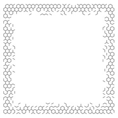 Gray hexagon grid frame background.