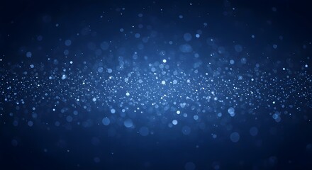 Obraz premium Un fondo azul profundo lleno de partículas suaves y brillantes que se asemejan a copos de nieve y purpurina