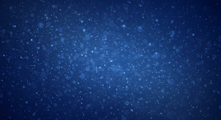 Un fondo azul profundo lleno de partículas suaves y brillantes que se asemejan a copos de nieve y purpurina