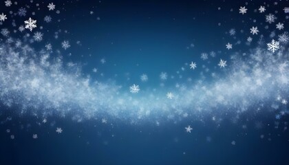 Obraz premium Un fondo azul profundo lleno de partículas suaves y brillantes que se asemejan a copos de nieve y purpurina