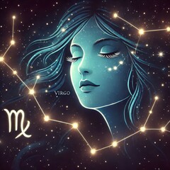 Divine Virgo Portrait in Starlit Space