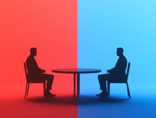 negotiation Meeting with Two People Silhouetted