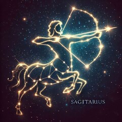 Naklejka premium Mystical Sagittarius Constellation with Radiant Energy
