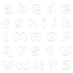 A-z letters, 3D transparent holographic bubble set