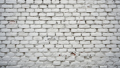 The surface displays a white brick wall with various shades and worn areas, offering an interesting texture that enhances the overall visual appeal in an urban setting