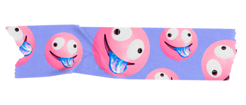 Png emoji washi tape sticker, transparent background