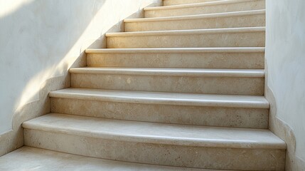 Elegant Beige Marble Staircase Interior Design