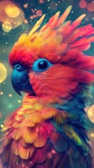 Obraz premium Vibrant Plumage, A Colorful Parrot Portrait with Artistic Flair