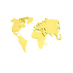 Obraz premium 3d yellow world map high quality png isolated on transparent background