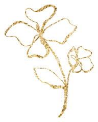 Png flower aesthetic sticker, gold illustration, remixed from vintage public domain images