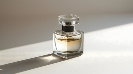 45-Degree Angle of Perfume Bottle on White Background