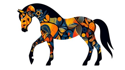 Fototapeta premium Abstract Colorful Horse Silhouette with Ornate Pattern