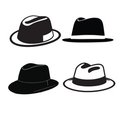 Hand drawn cowboy hat silhouette illustration