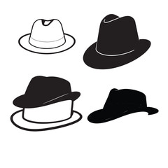 Hand drawn cowboy hat silhouette illustration