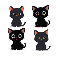 Hand Drawn cute cat in doodle style