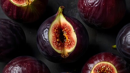 Close-Up of Ripe Figs with a Glistening Seeded Core