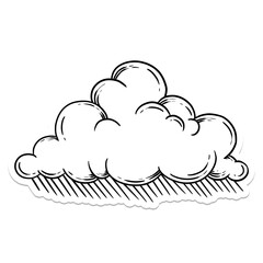 Cloud outline sticker overlay with a white border design element