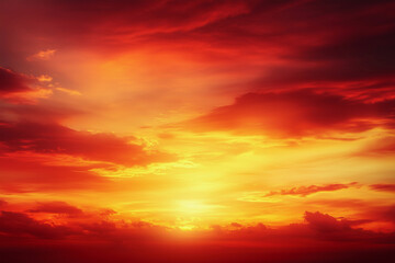 Fototapeta premium beautiful orange sky with clouds and a sun. The sky is filled with clouds and the sun is shining brightly